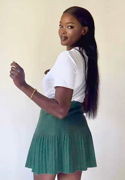 Юбка-плиссе золотистого цвета хаки