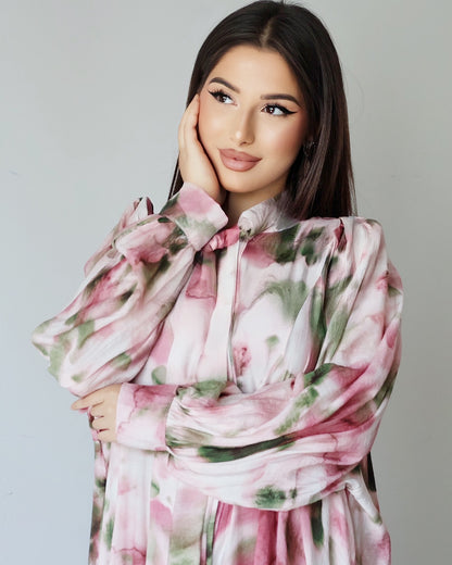 Платье с мягкими лентами (розовое)