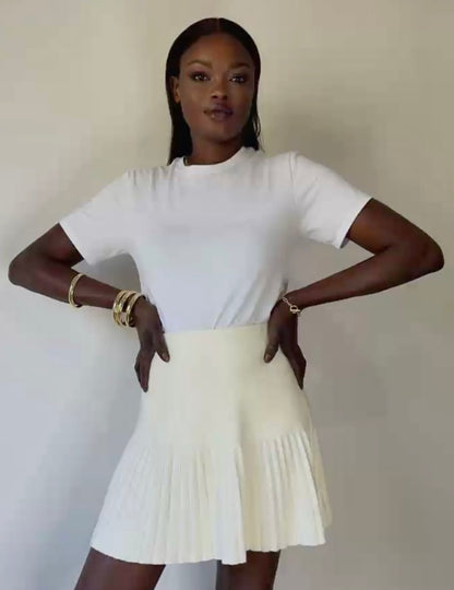 Юбка-плиссе золотистого цвета хаки