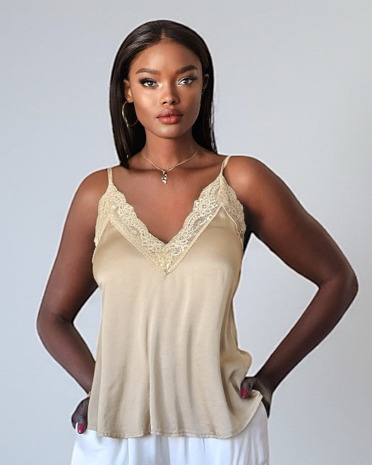 Luxury Lace Tank Top (Golden Sand)