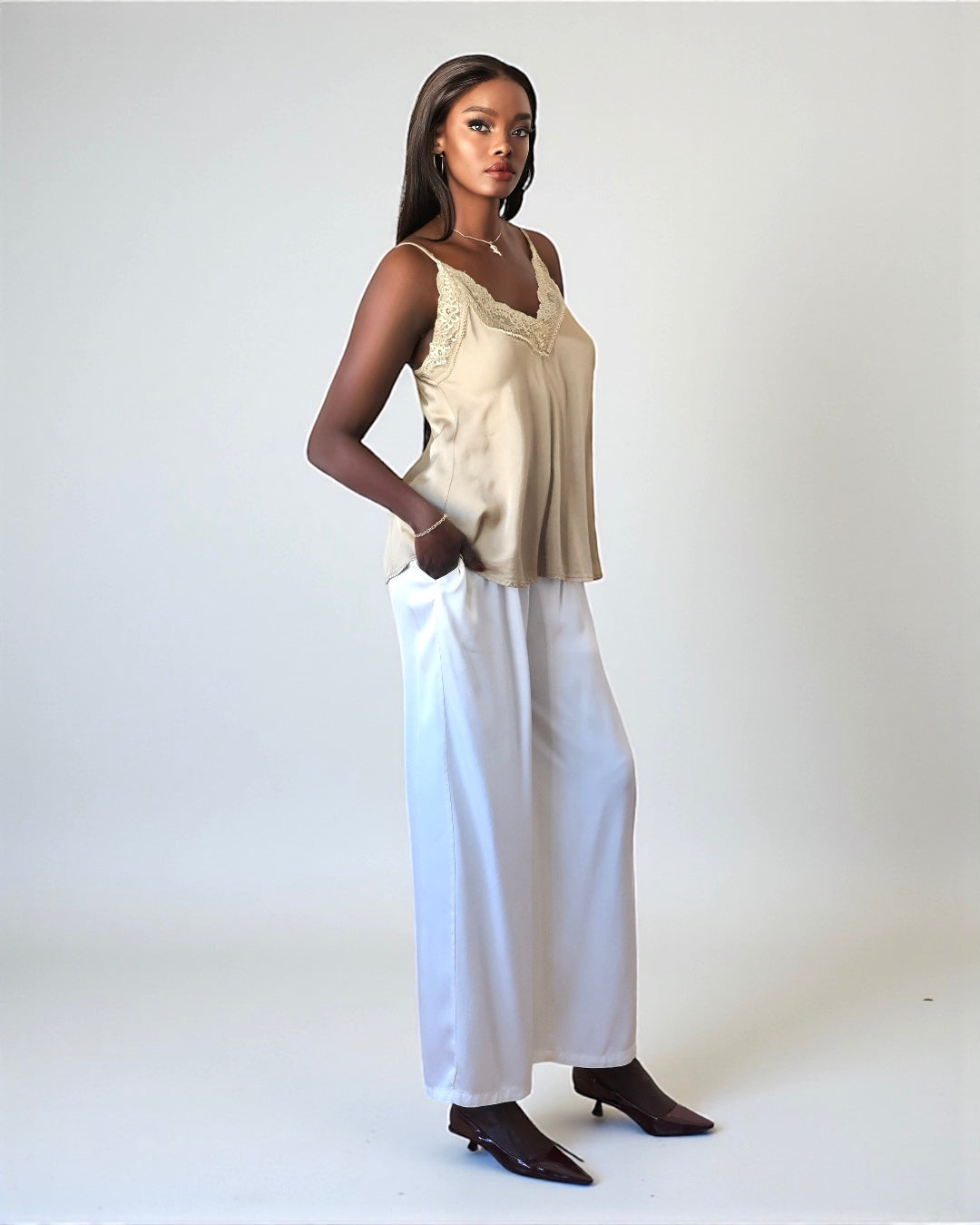 Luxury Lace Tank Top (Golden Sand)