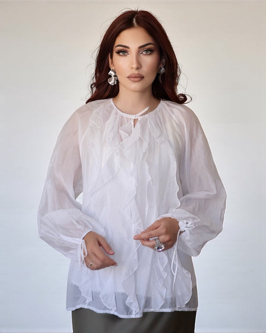 Блузка с оборками (белая)