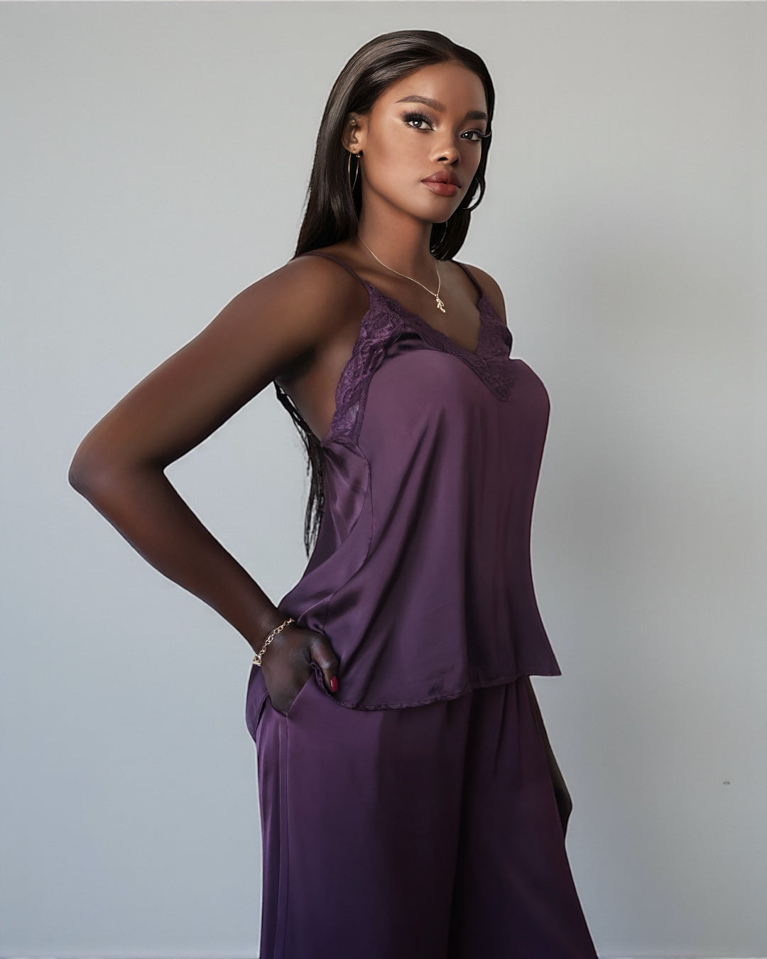 Luxury Lace Tank Top (Dark Purple)