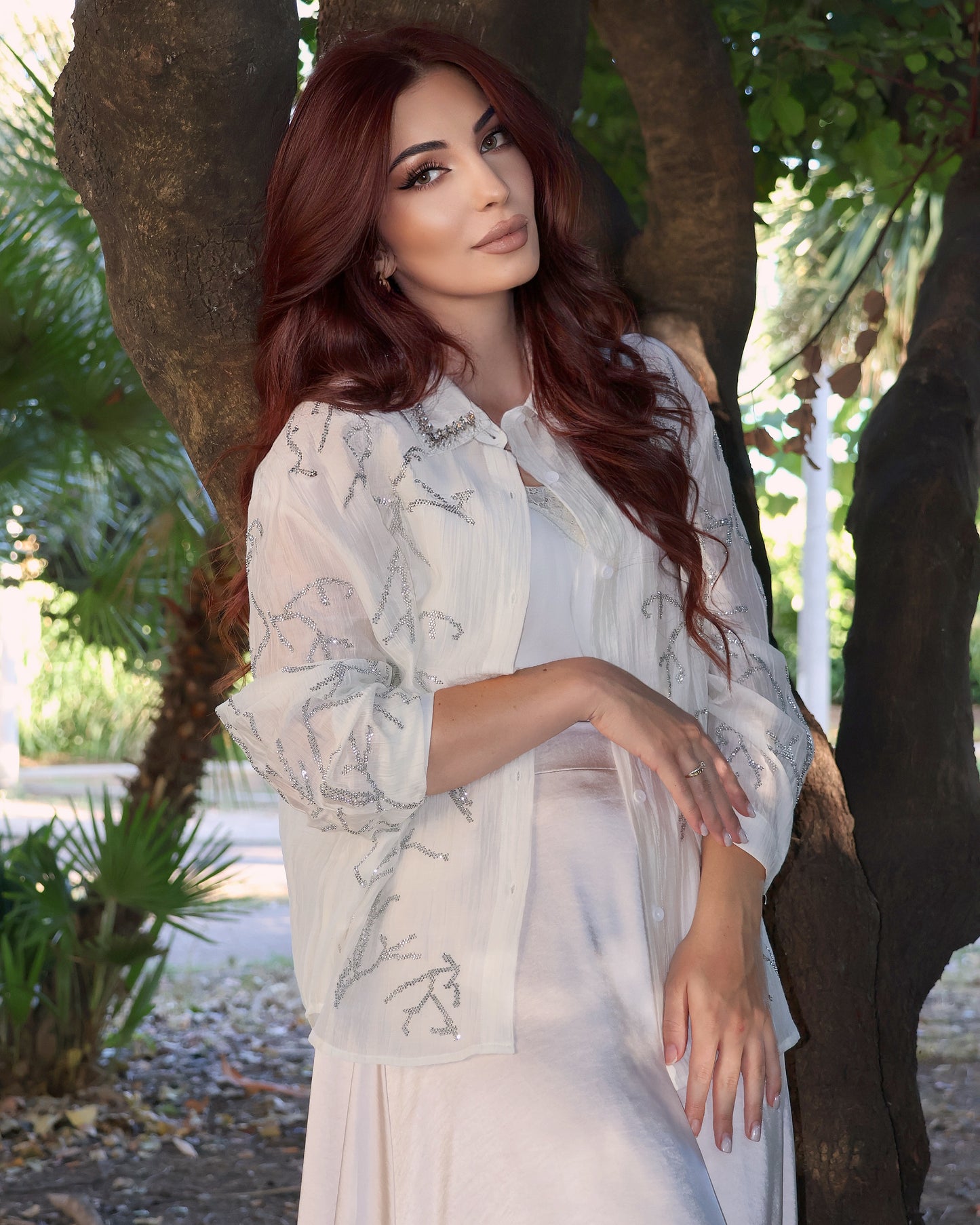 Рубашка с воротником-стойкой