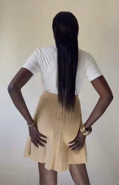 Юбка-плиссе золотистого цвета хаки