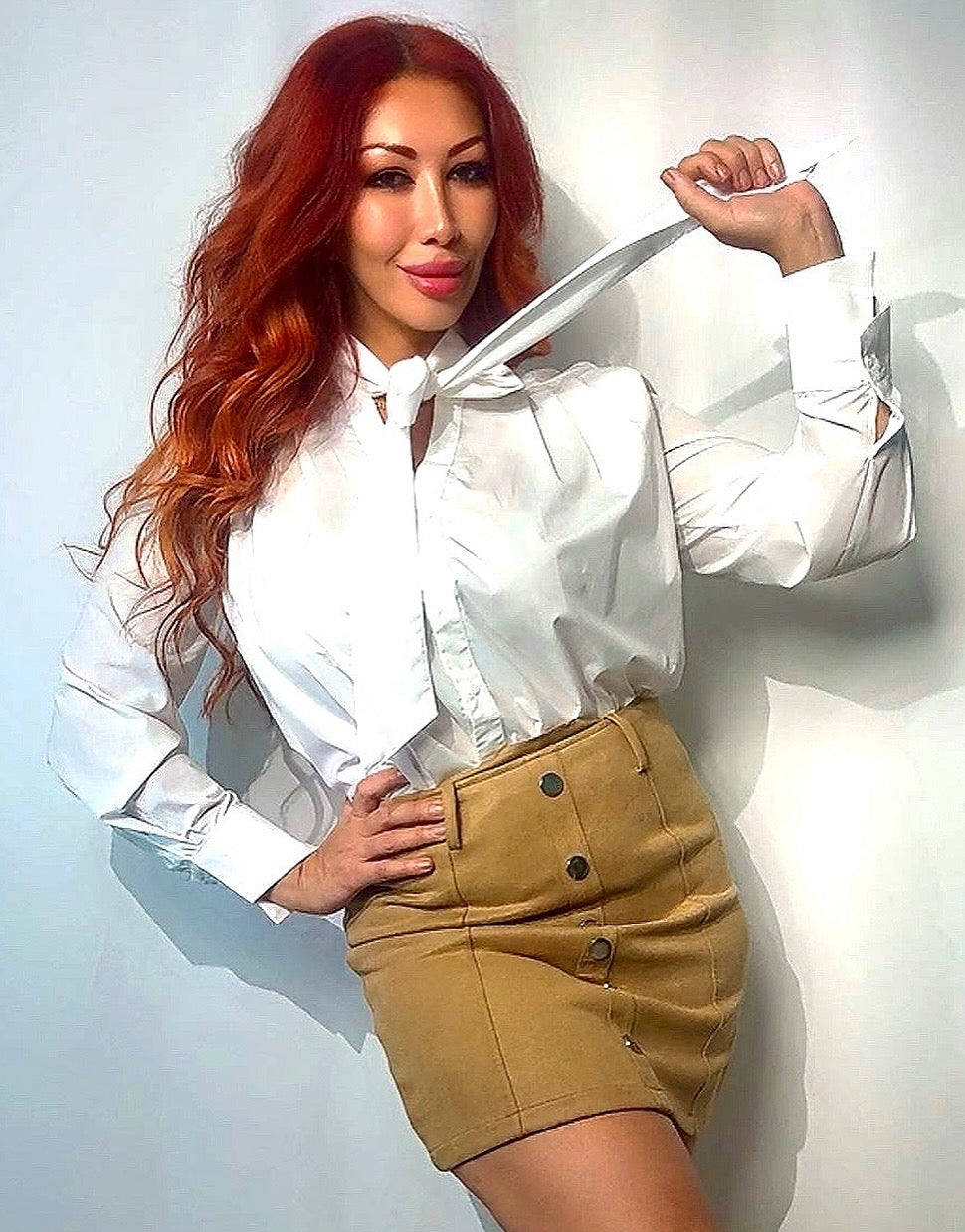 Блузка с бантом из вуали (белая)