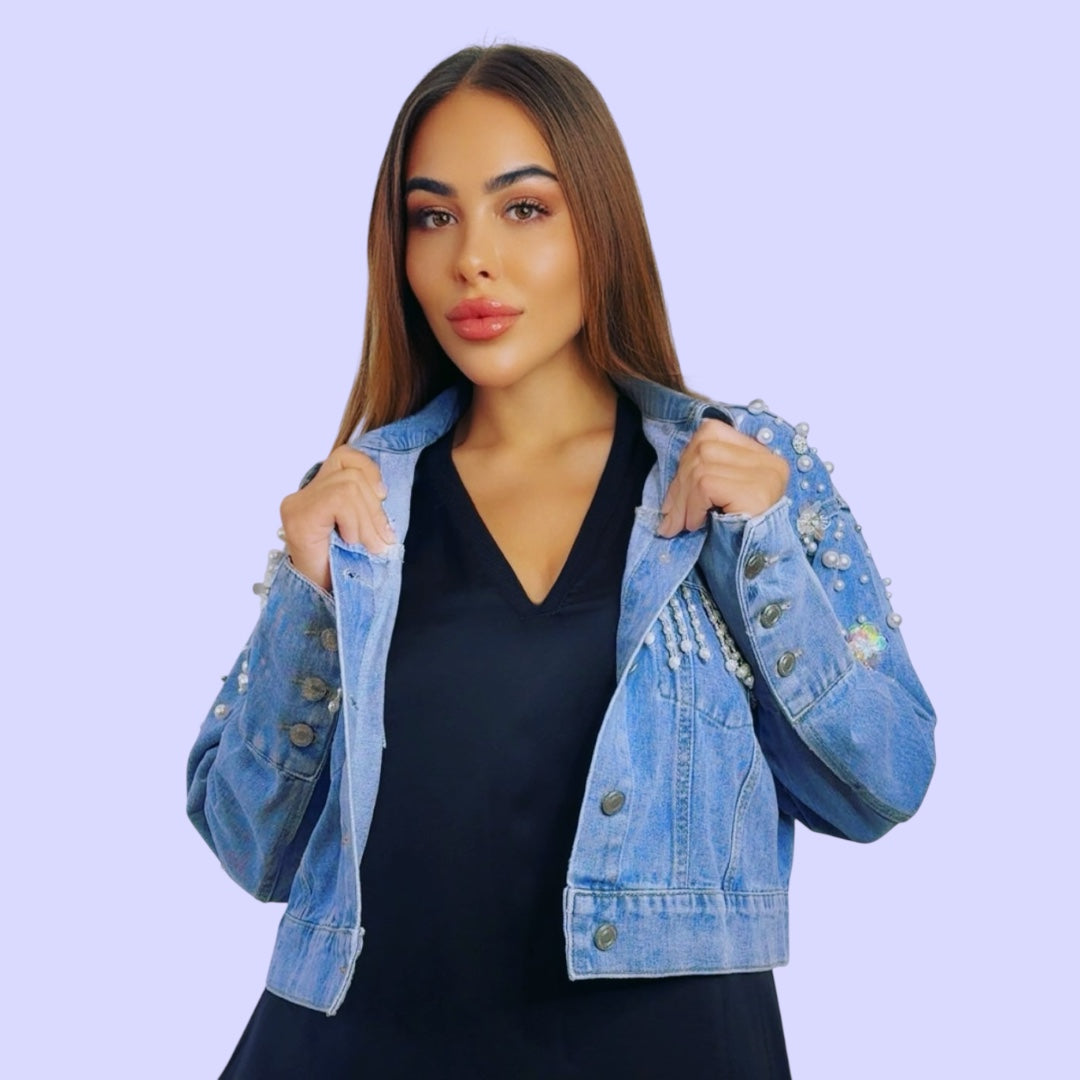 Denim Jacket With Pearls
