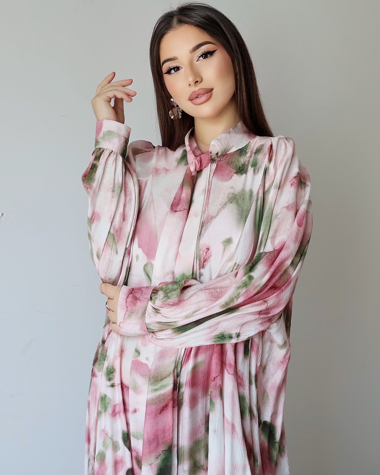 Платье с мягкими лентами (розовое)