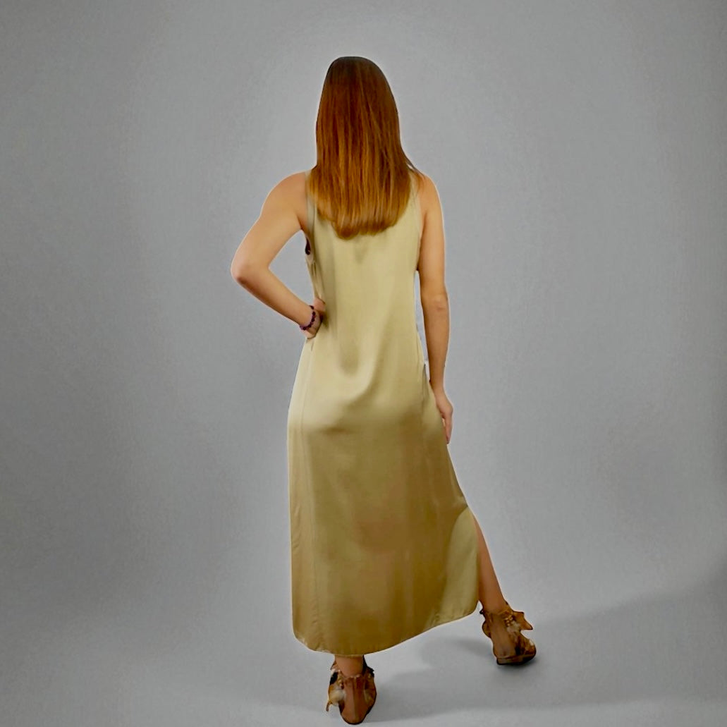 Siena Soft Maxi Dress V Sand Khaki