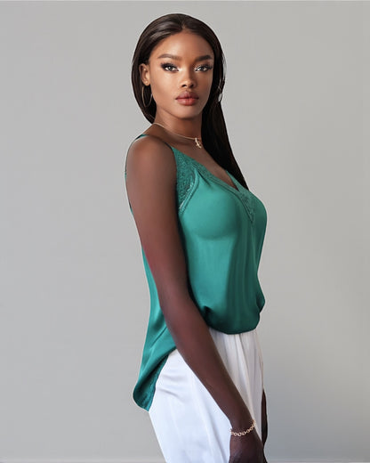 Luxury Lace Tank Top (Deep Emerald)