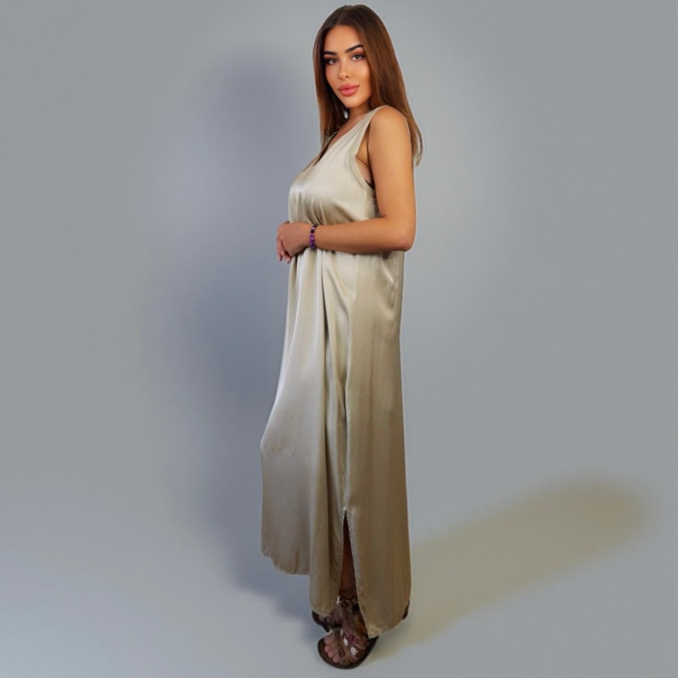 Siena Soft Maxi Dress V Dark Gold