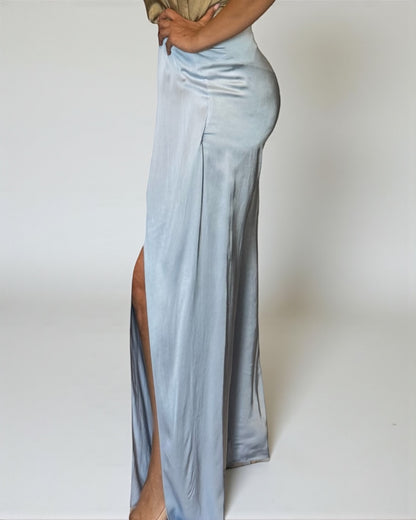 Split Leg Palazzo Pants Light Blue