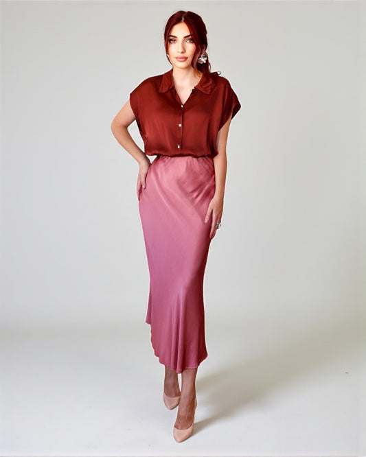 Elegant Skirt with Silky Shine (Dusty Pink)