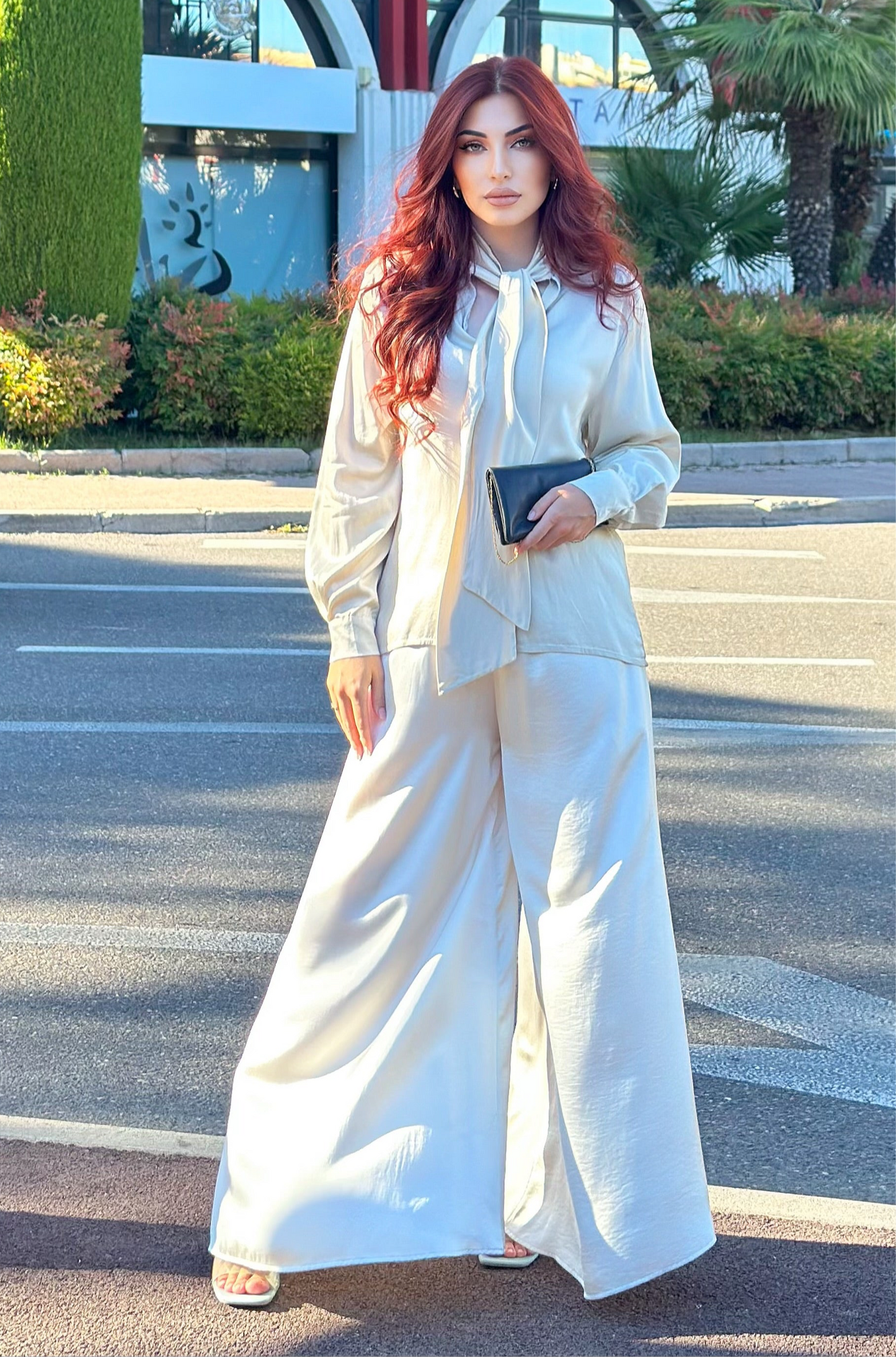 White Wide Trousers