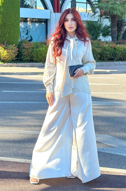 White Wide Trousers