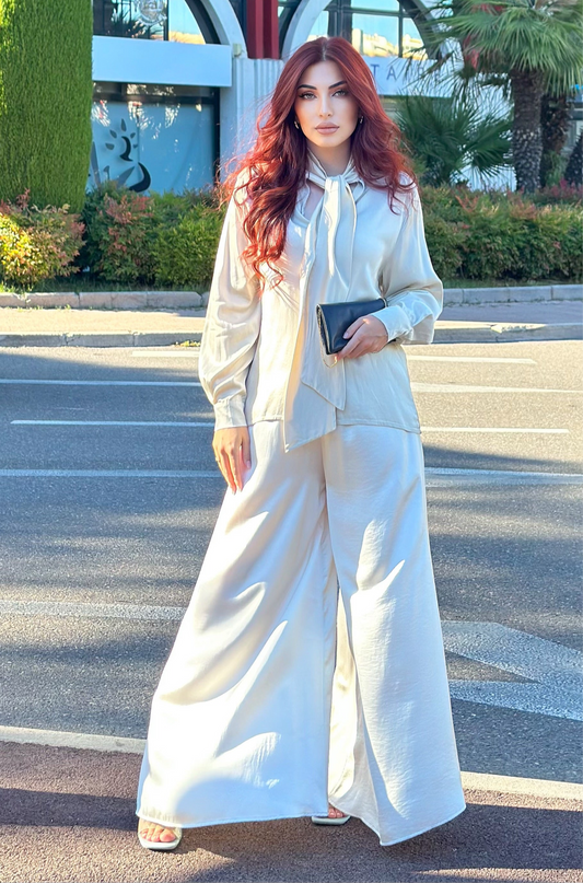 White Wide Trousers