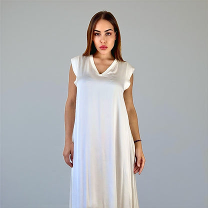 Siena Soft Maxi Dress V Cream White