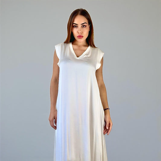 Siena Soft Maxi Dress V Cream White