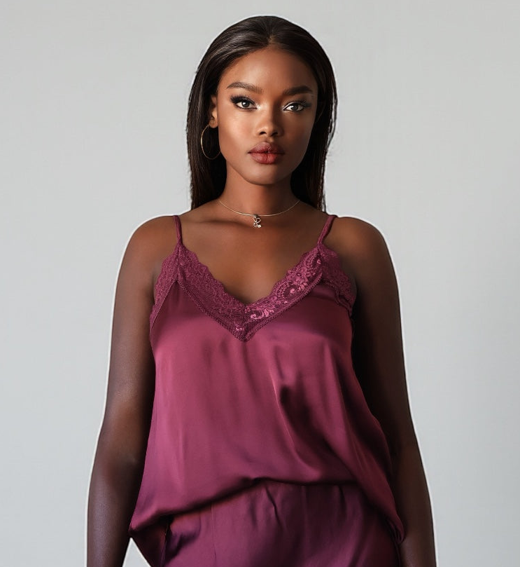 Luxury Lace Tank Top (Wine Red)