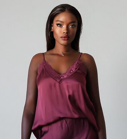 Luxury Lace Tank Top (Wine Red)