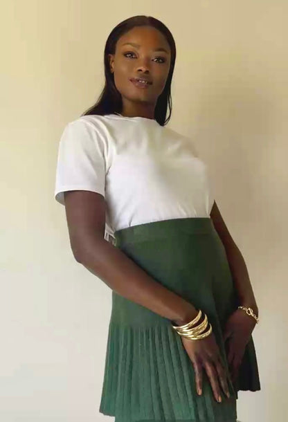 Юбка-плиссе золотистого цвета хаки