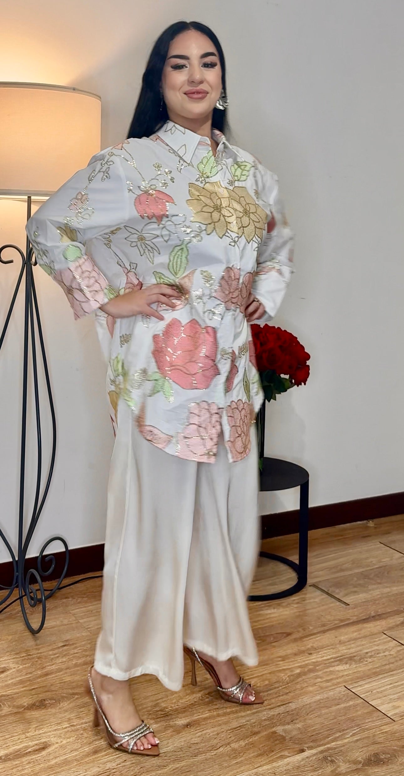 Zahara – Рубашка с пайетками и вышивкой (большой размер)