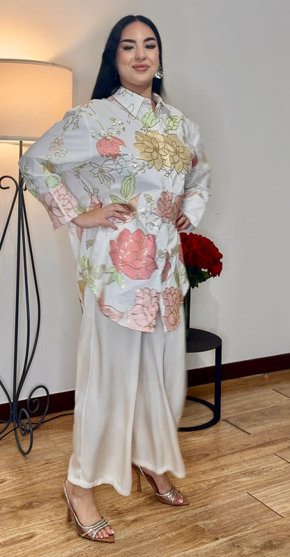 Zahara – Рубашка с пайетками и вышивкой (большой размер)