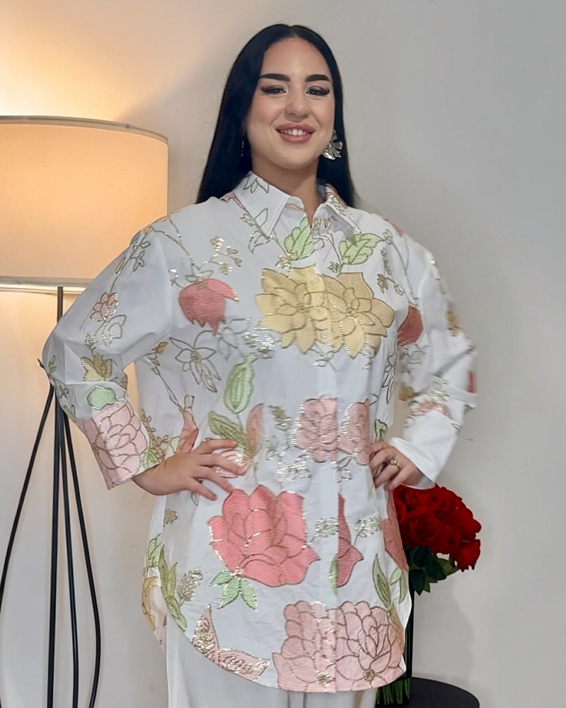 Zahara – Sequin & Embroidered Shirt (Oversize)