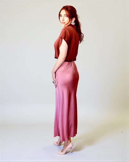 Elegant Skirt with Silky Shine (Dusty Pink)