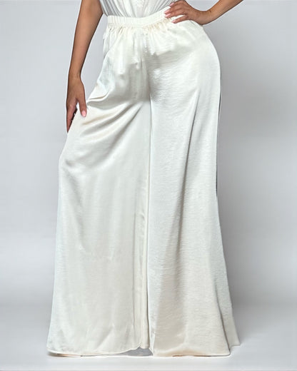 White Wide Trousers