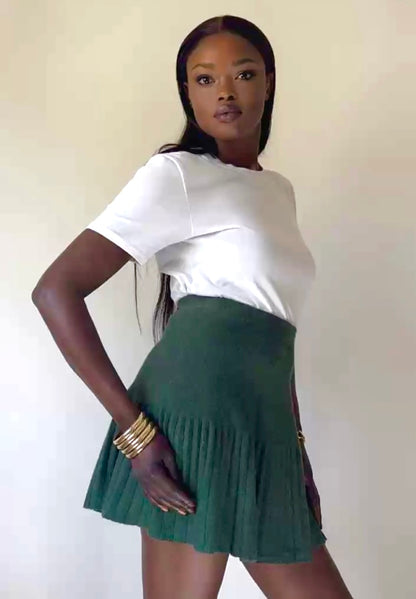 Юбка-плиссе золотистого цвета хаки