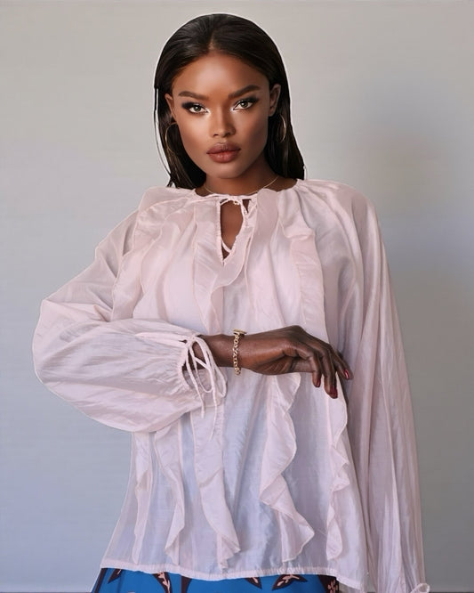 Блузка с оборками (розовая)