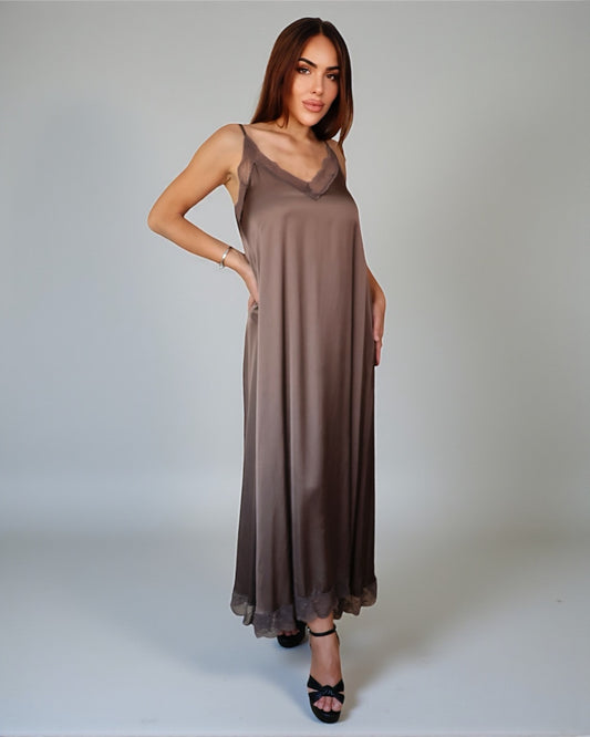 Maxi Lace Dress Chocolate