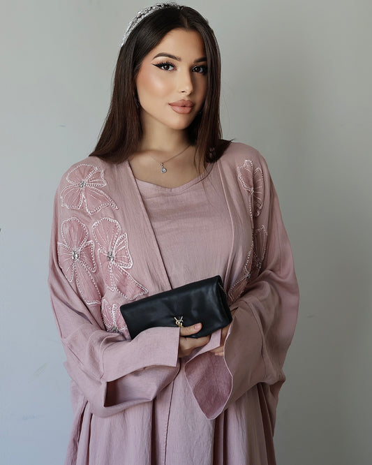Noor Bloom – Embellished Two-Piece Set (Dusty Rose)