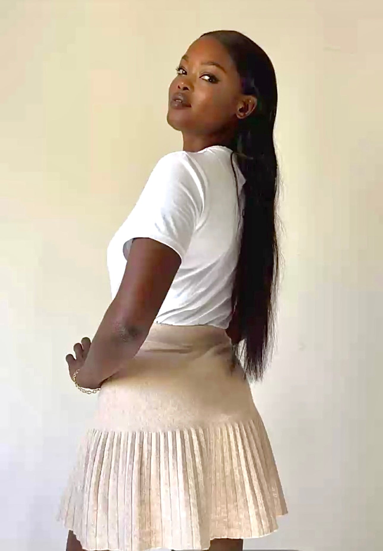 Юбка-плиссе золотистого цвета хаки