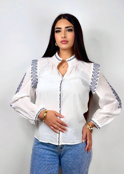 Myra – Embroidered Shirt with Ethnic Touch