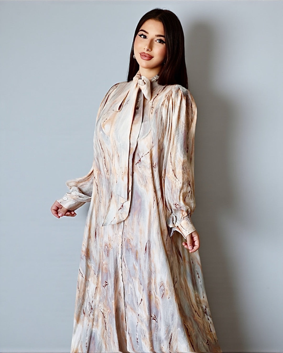 Платье с мягкими лентами (бежевое)