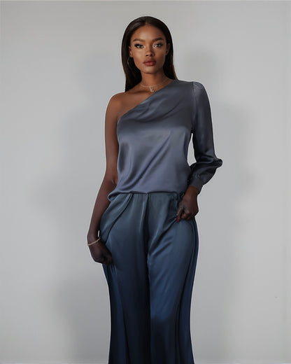 Брюки палаццо с разрезом по ноге Wet Gray