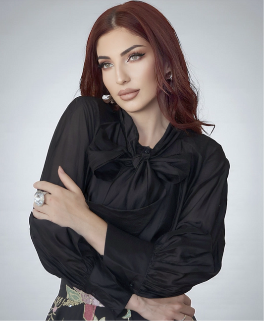 Voile-Bow Blouse (Black)