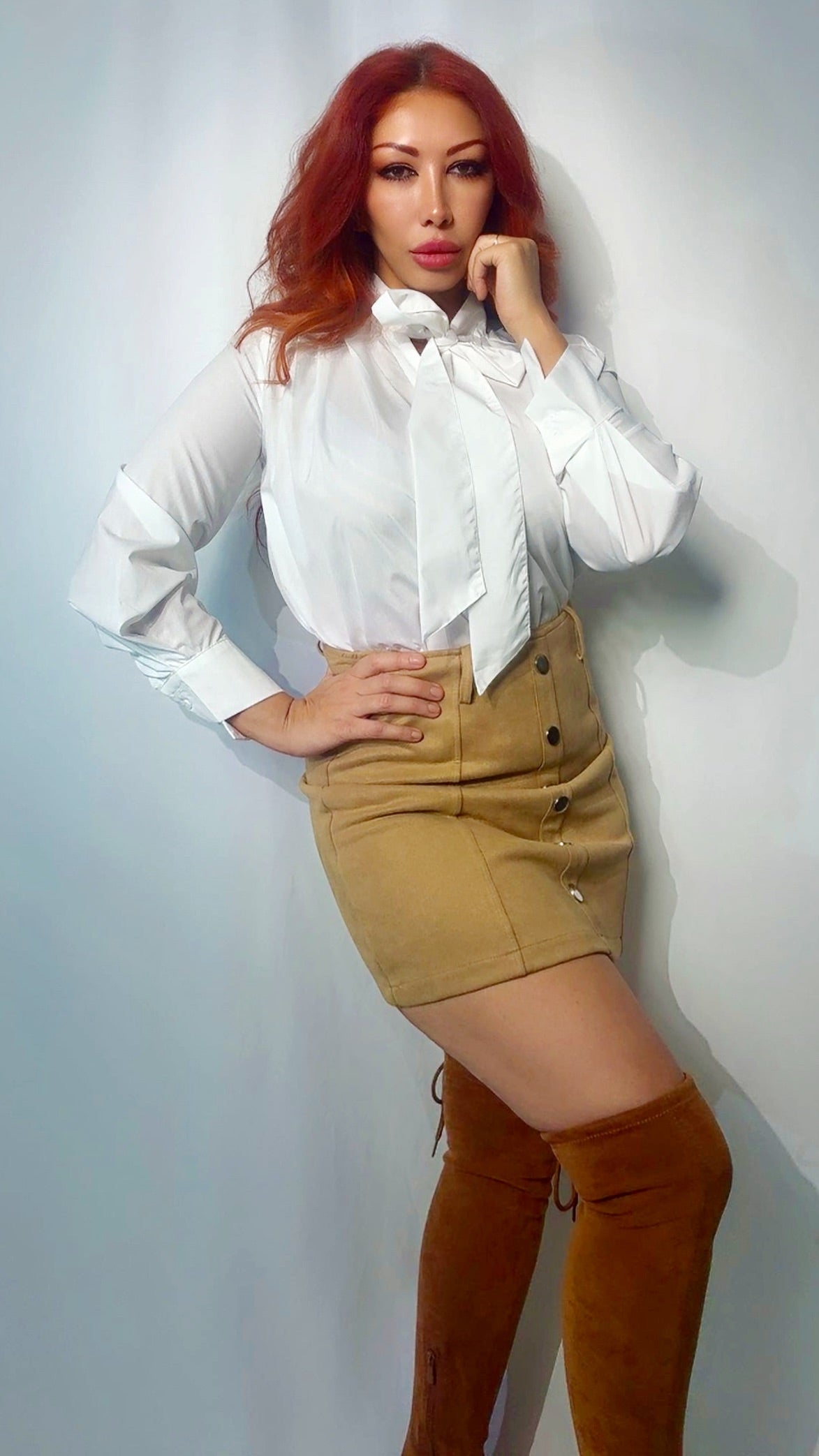 Блузка с бантом из вуали (белая)