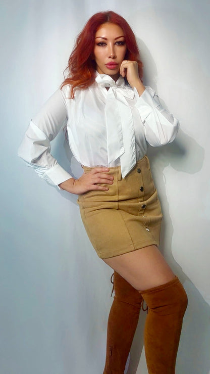 Блузка с бантом из вуали (белая)