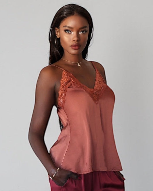 Luxury Lace Tank Top (Burnt Sienna)