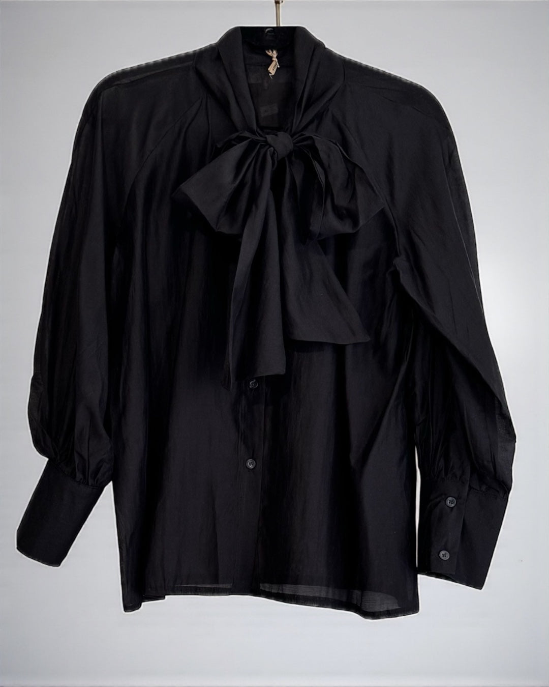 Voile-Bow Blouse (Black)