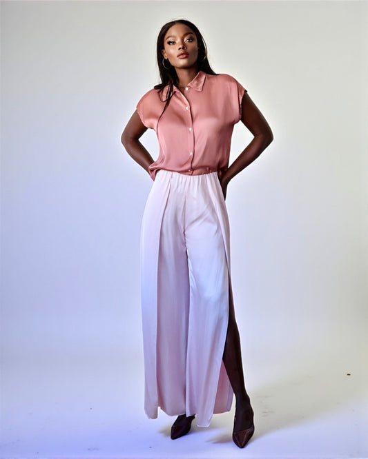 Split Leg Palazzo Pants Pink
