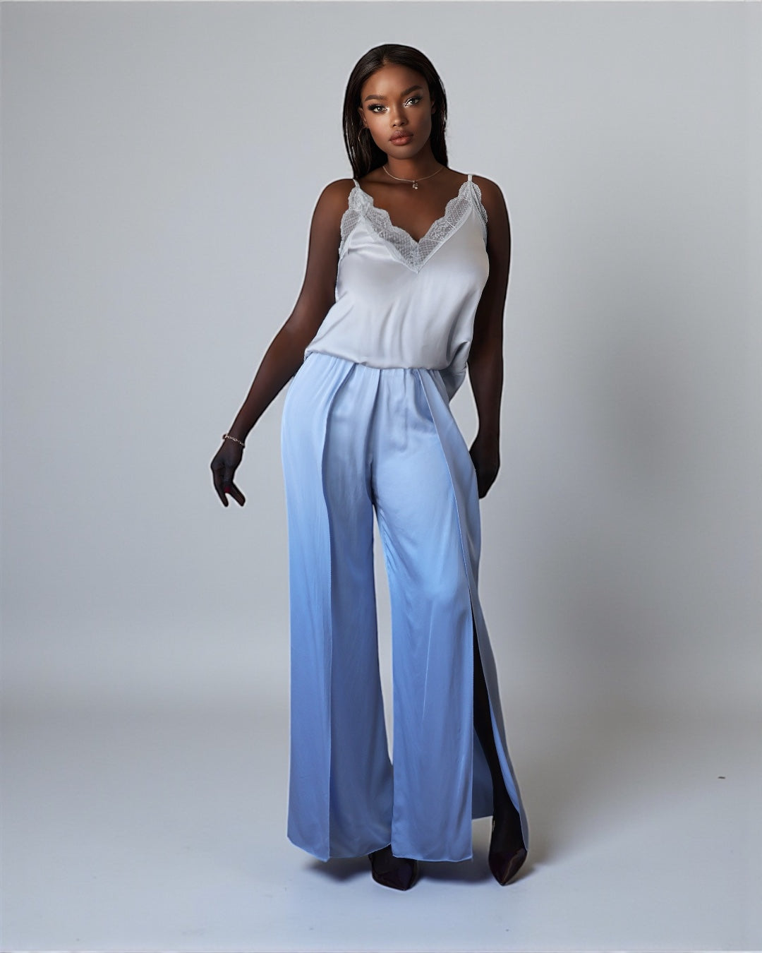 Luxury Lace Tank Top (Light Gray)