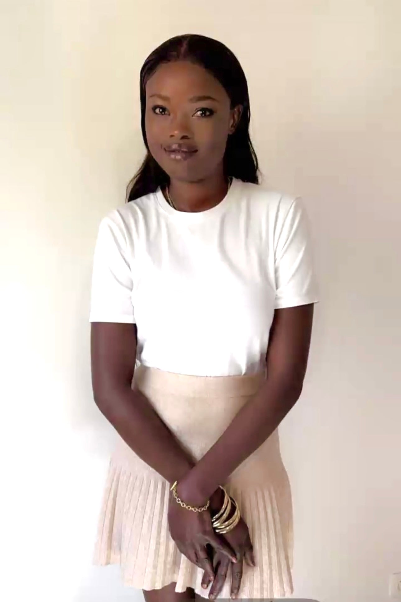 Юбка-плиссе золотистого цвета хаки