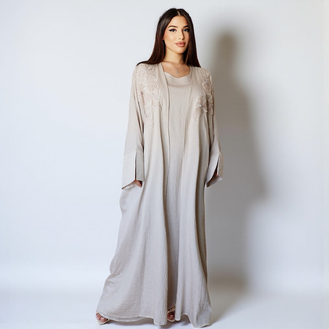 Noor Bloom – Украшенный комплект из двух предметов (светлый капучино) 