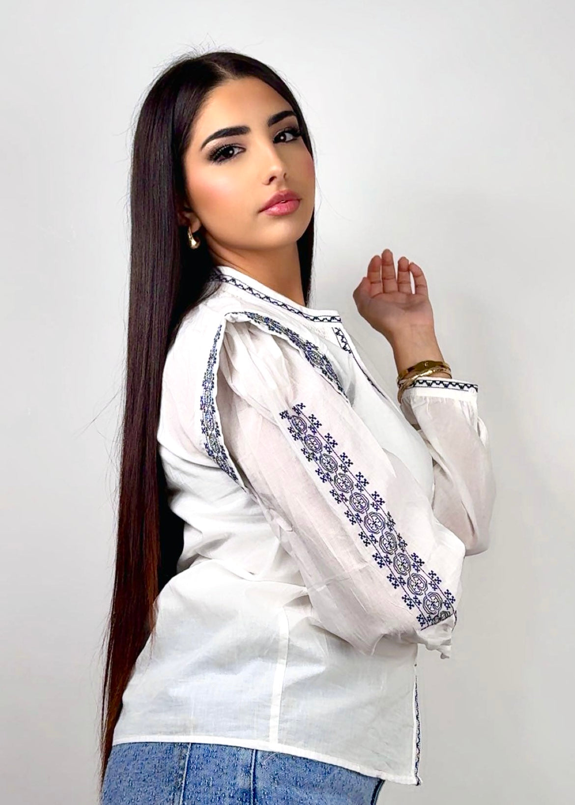 Myra – Embroidered Shirt with Ethnic Touch