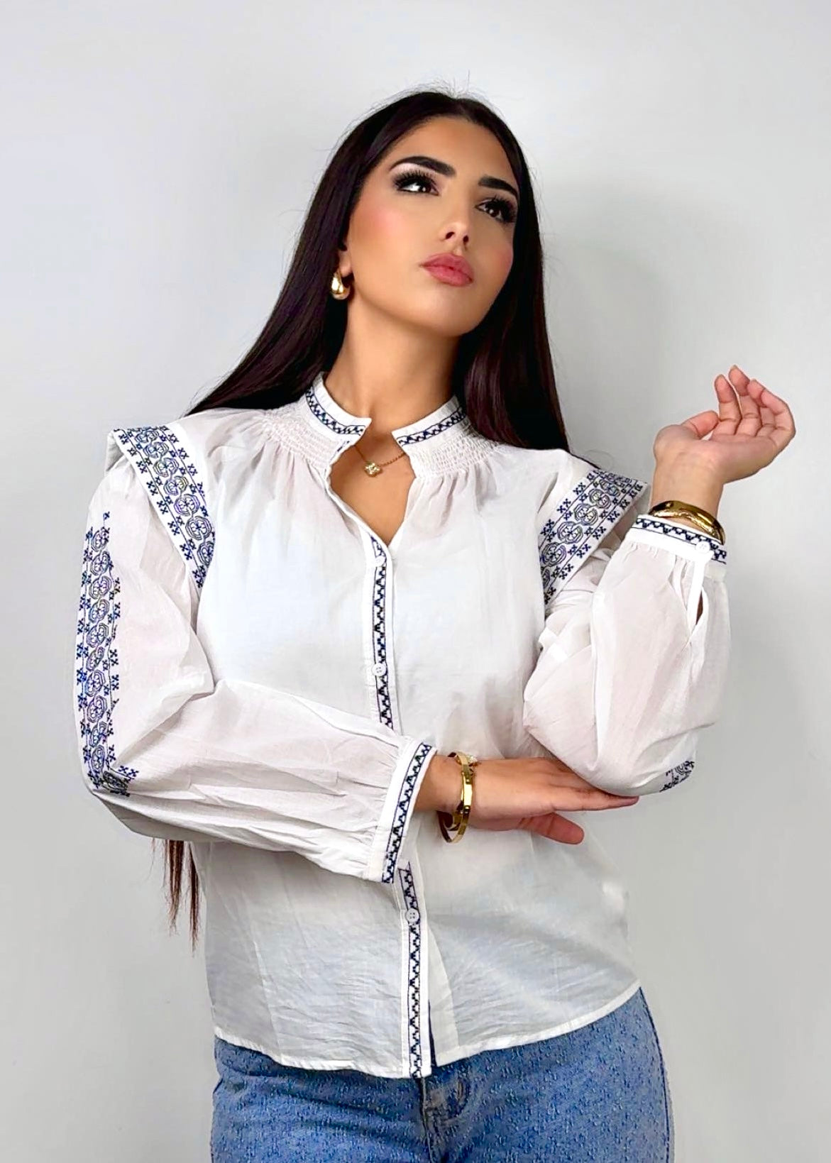 Myra – Embroidered Shirt with Ethnic Touch