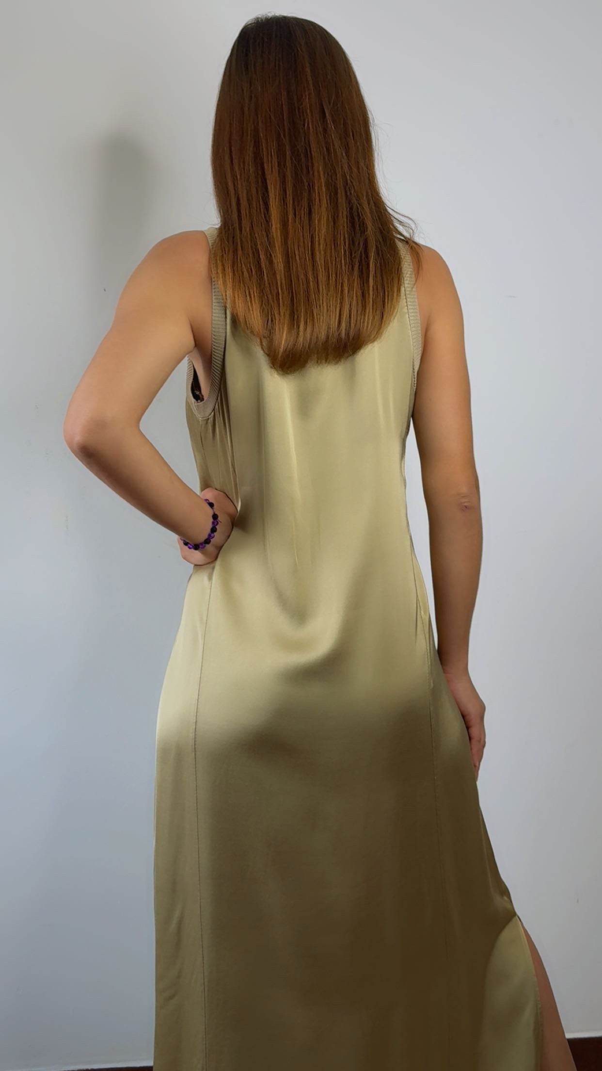 Платье макси Siena Soft V цвета песочного хаки